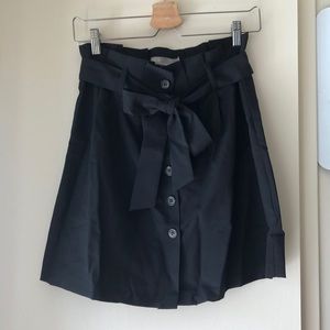 ASOS Button Front High Waist Mini Skirt with Tie Belt Black